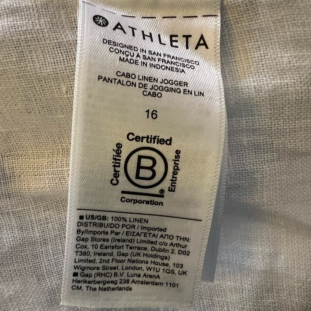 Athleta White Cabo Linen Jogger Track Pants Size 16 - Picture 12 of 13